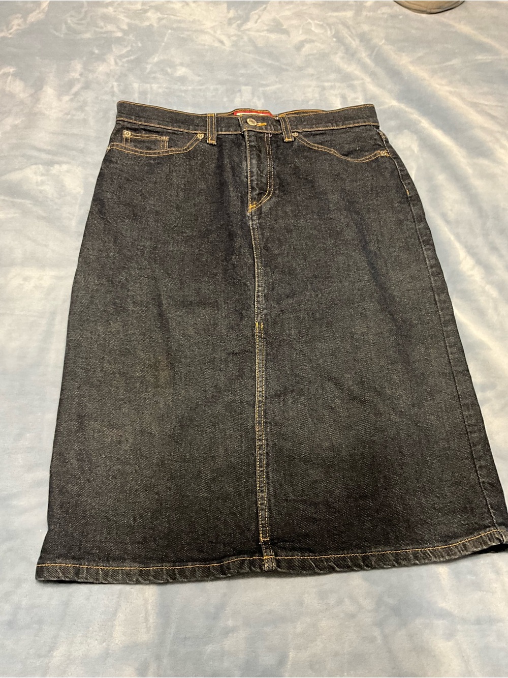 Denver Hayes Dark Indigo Denim Midi Skirt